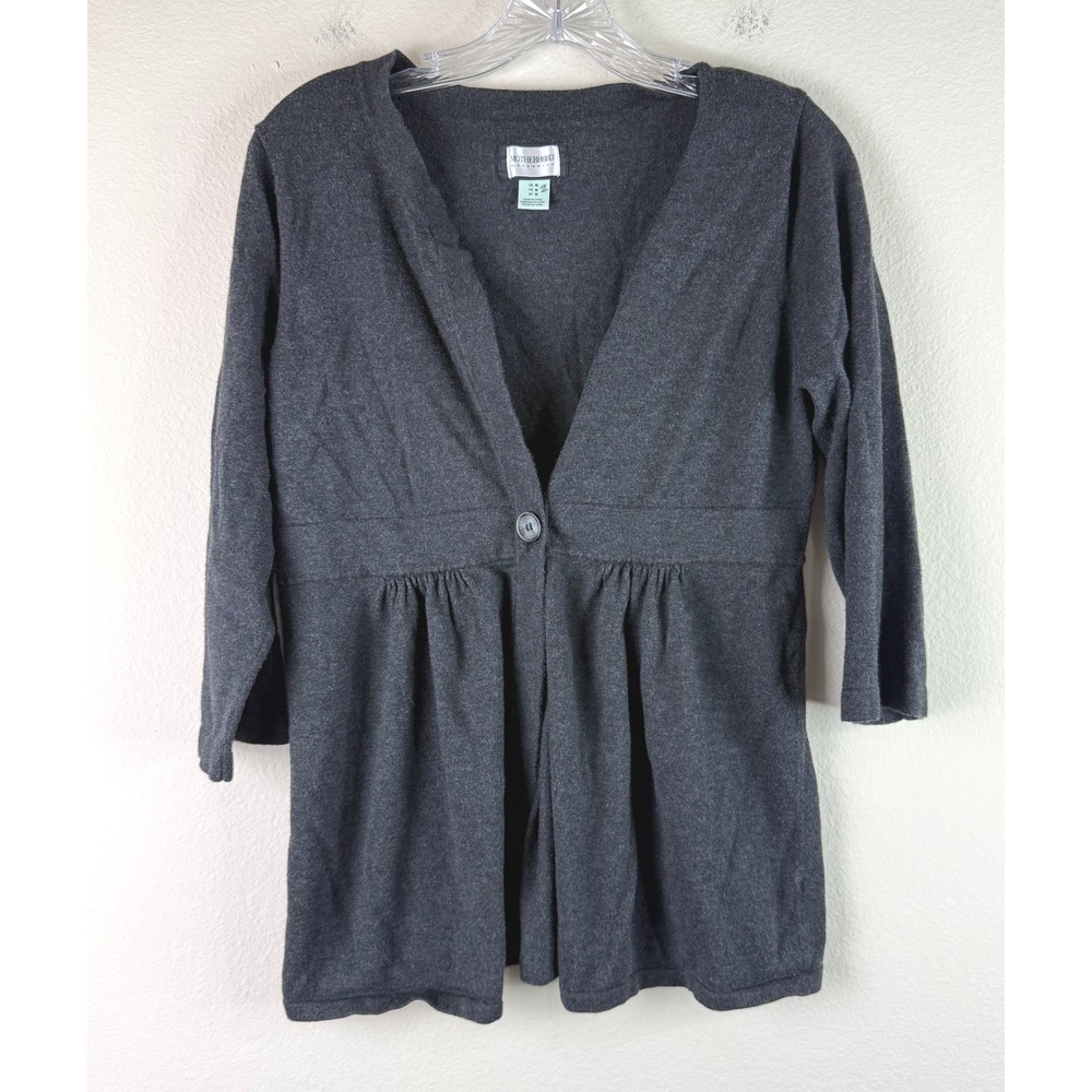 Motherhood Maternity Cardigan Women M Gray Single Button Empire Waist 3/4 Sleeve